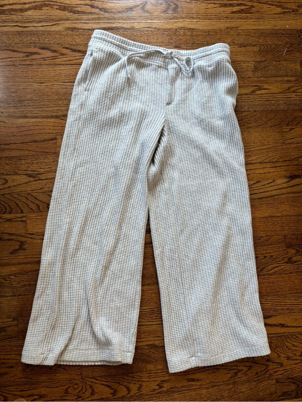 American Eagle Outfitters grey white Waffle Knit wide leg pants large